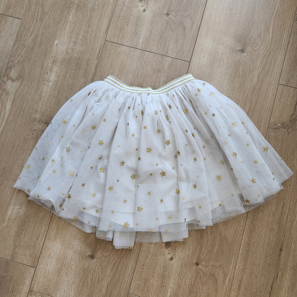 White and Gold Star Kids Skirt